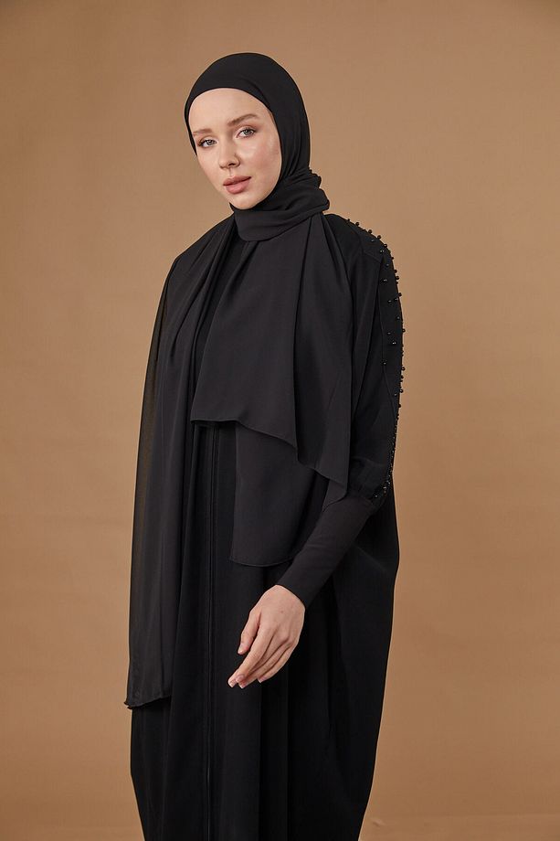 BONELİ ŞİFON ŞAL - SİYAH - 1