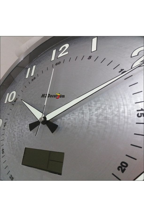 40Cm Kaliteli Fosforlu Termometreli Tarih Göstergeli Duvar Saati - 4