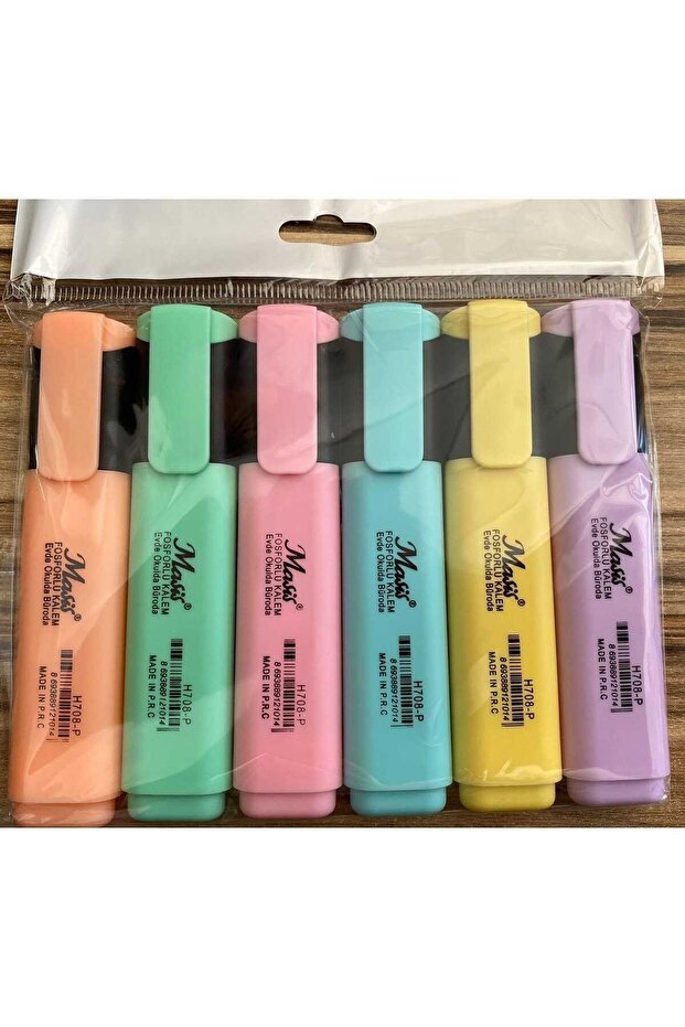 Masis Çok Renkli MASİS 6 RENK PASTEL RENK FOSFORLU KALEM