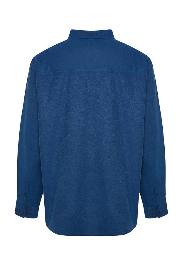 Indigo Regular Fit gombos galléros flanel téli nagyméretű ing TMNAW24AX00000 - 8