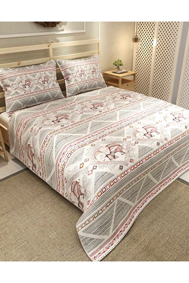 Pique Set Cotton Double Jacquard Woven Bedspread Pink Vintage Elephant