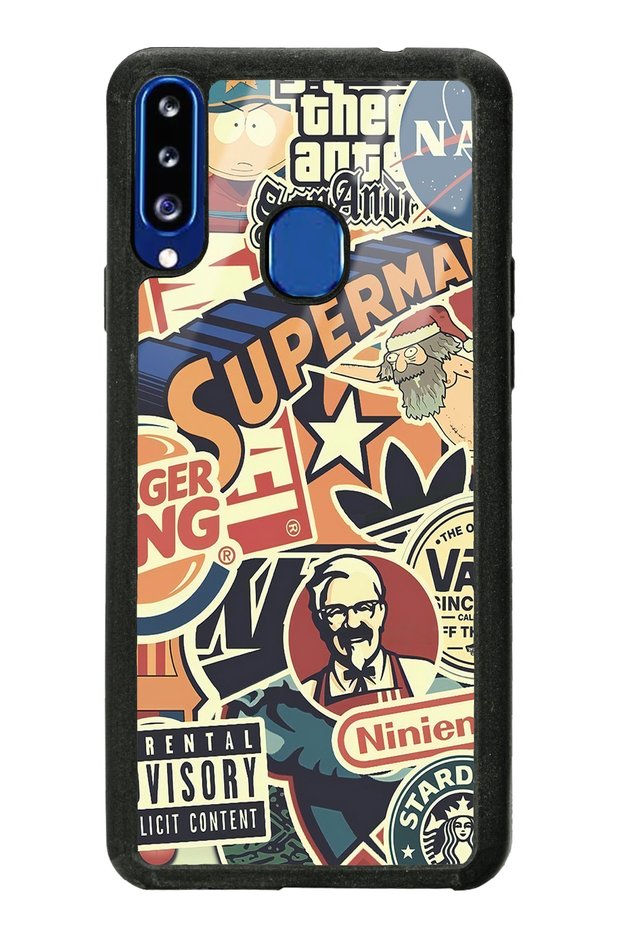 Glossy Phone Case for Samsung A20S with Retro Brand Design
