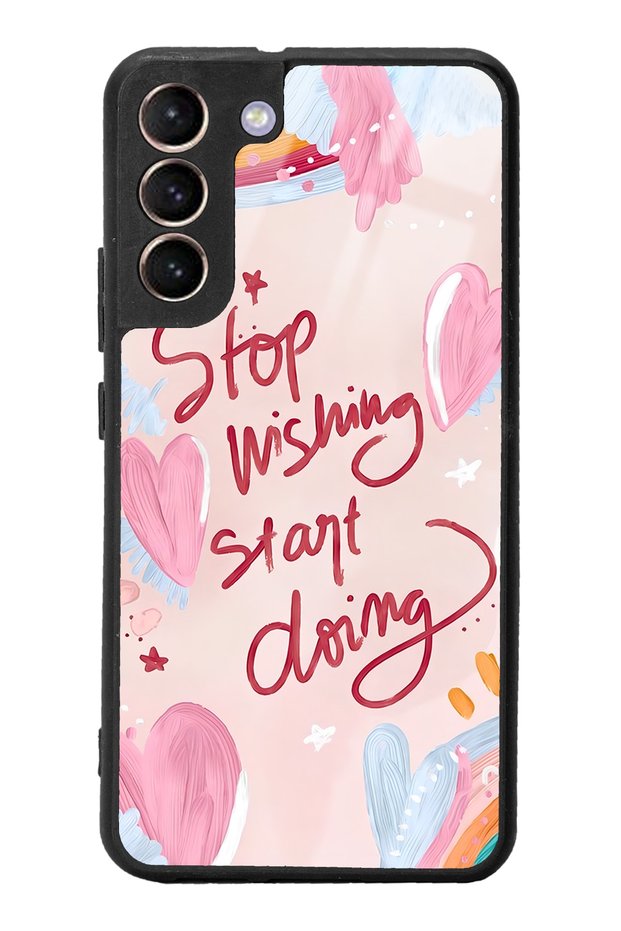 Glossy Phone Case for Samsung S22 Plus Pink Motto Design