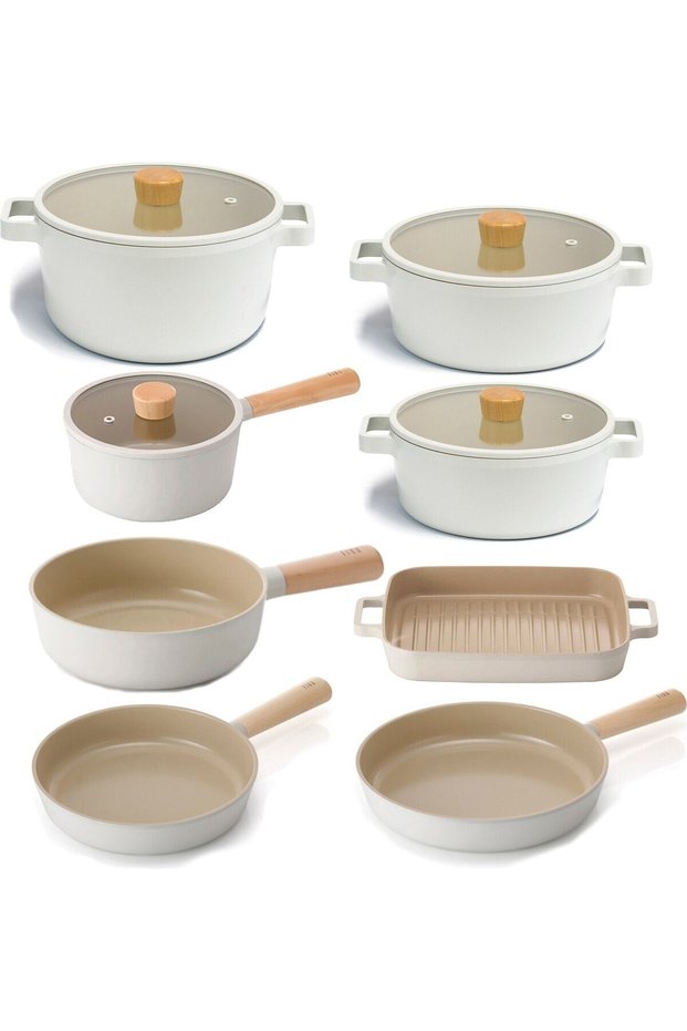 Fika Aluminum Die-Cast Cookware Set with Glass Lid 12 Pieces 18S22K24K26D24T26W28T28G