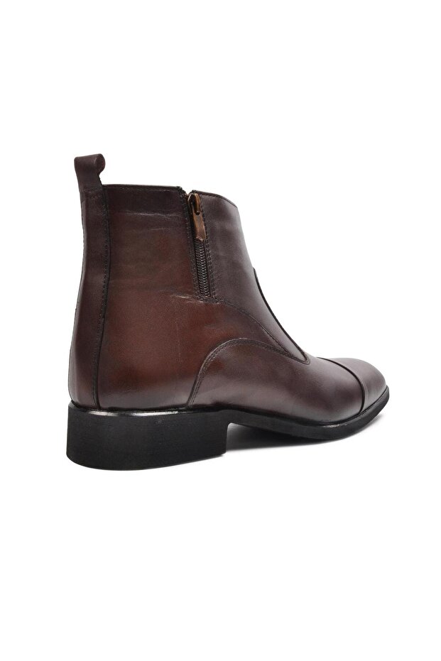 2173 Kahve Hakiki Deri Fermuarlı Erkek Bot - 4