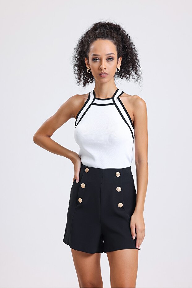 Siyah Old School Şort - 3