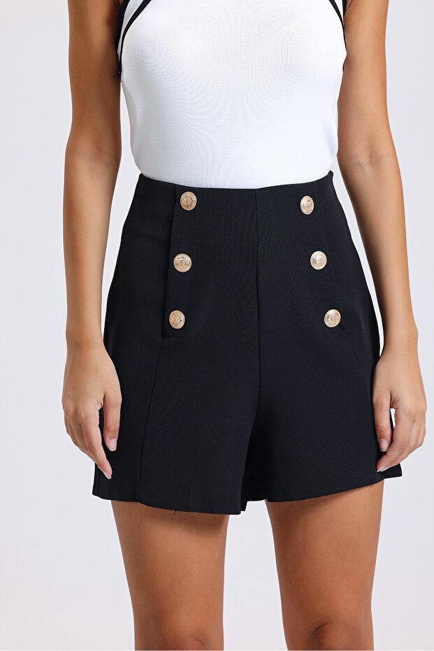 Siyah Old School Şort - 4