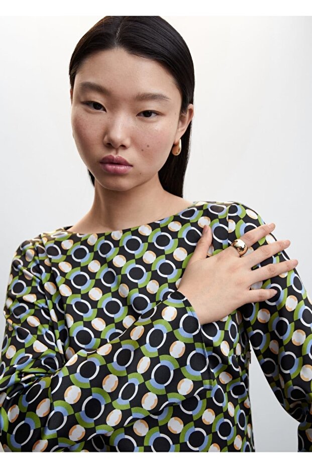 Desenli Kısa Elbise - 5