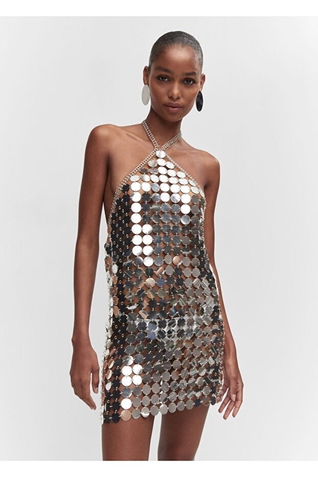 Metalik diskli elbise - 1