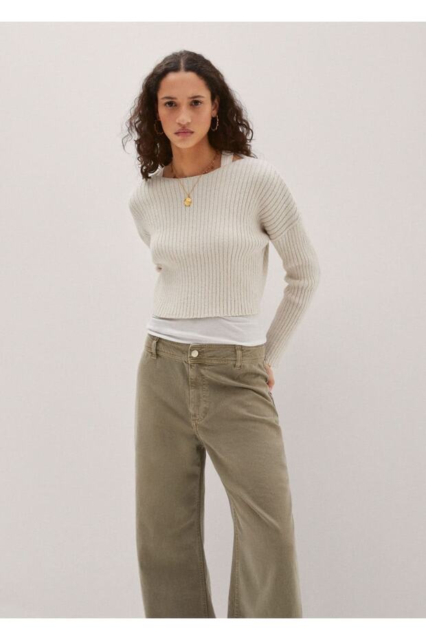 Kayık Yaka Triko Kazak - 1