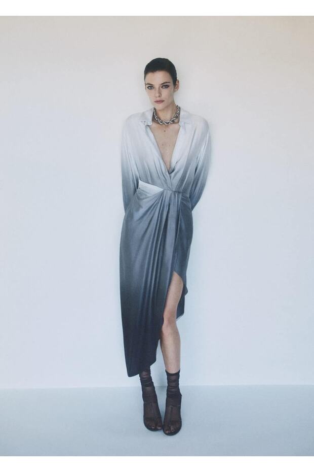 Batik Görünümlü Gömlek Elbise - 6