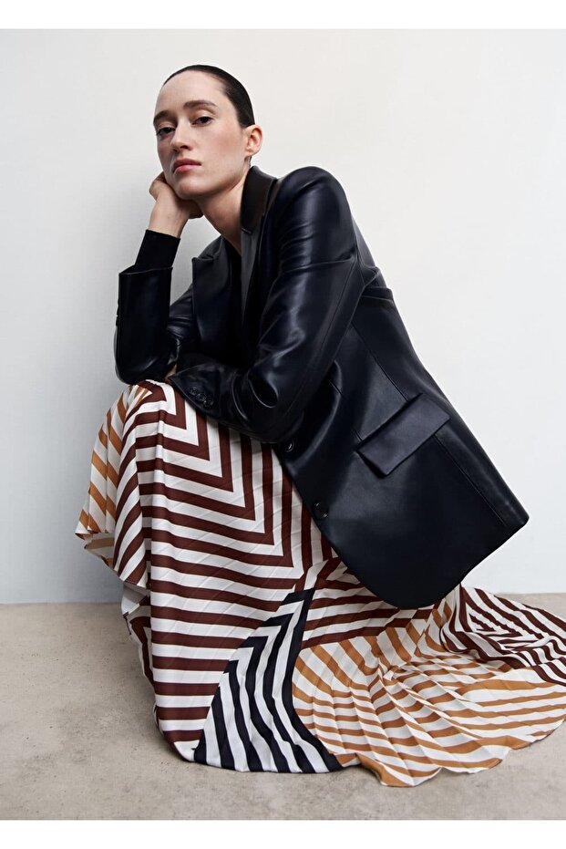 Desenli Pilili Etek - 5