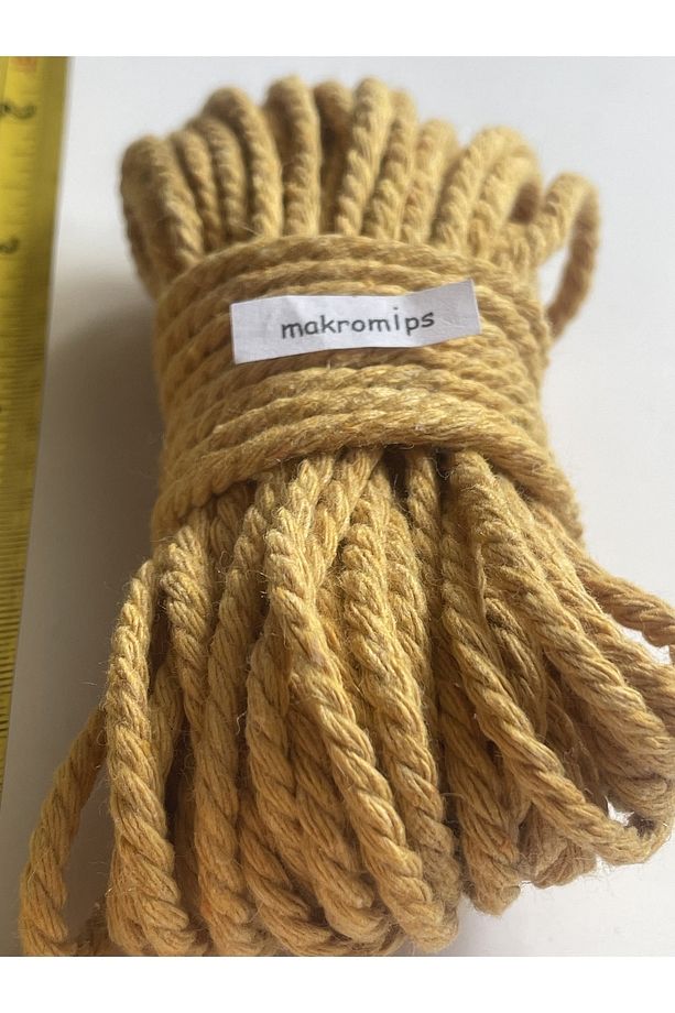 MAKROME İP (10 metre) 3 BÜKÜM BURGU PAMUK HALAT ANAHTARLIK GÖKKUŞAĞI ÇOK AMAÇLI HOBİ İPİ - 2