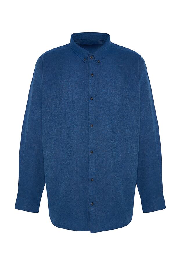Indigo Regular Fit gombos galléros flanel téli nagyméretű ing TMNAW24AX00000 - 6