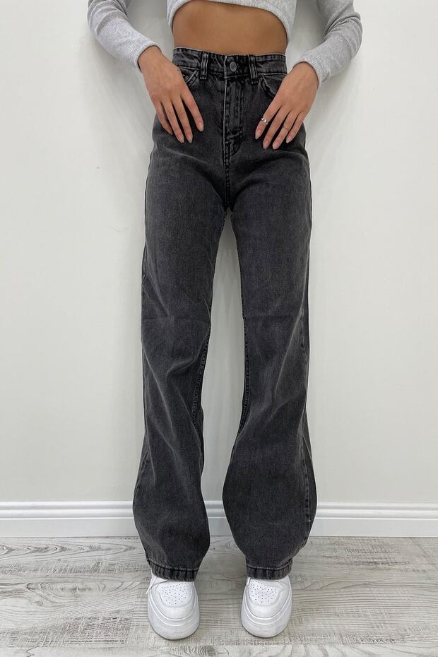 Sevastian Women's Smoked Power Lycra Super High Waist Loose Jeans Palazzo Trousers