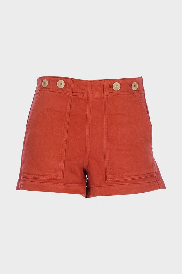 Tarçın Rengi Gizli Fermuarlı Jean Şort C 4534-085 - 1