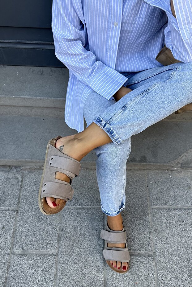 Damascus Hakiki Deri Mantar Taban Terlik - 1