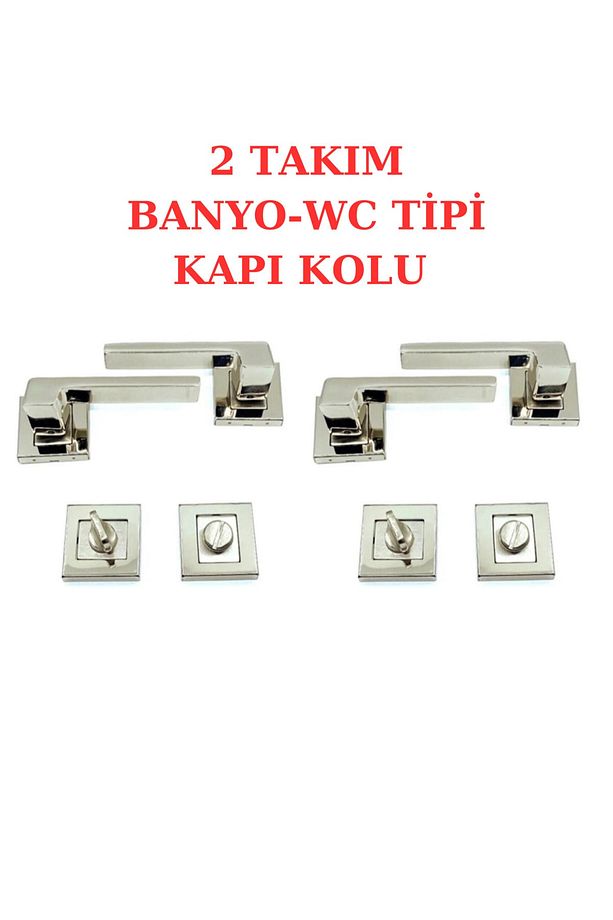 (7 TAKIM) Sofuoğlu Anka Paslanmaz Nikel Saten Kare Rozetli (3 1 SET) Kapı Kolu (5 ODA / 2 BANYO WC) - 5