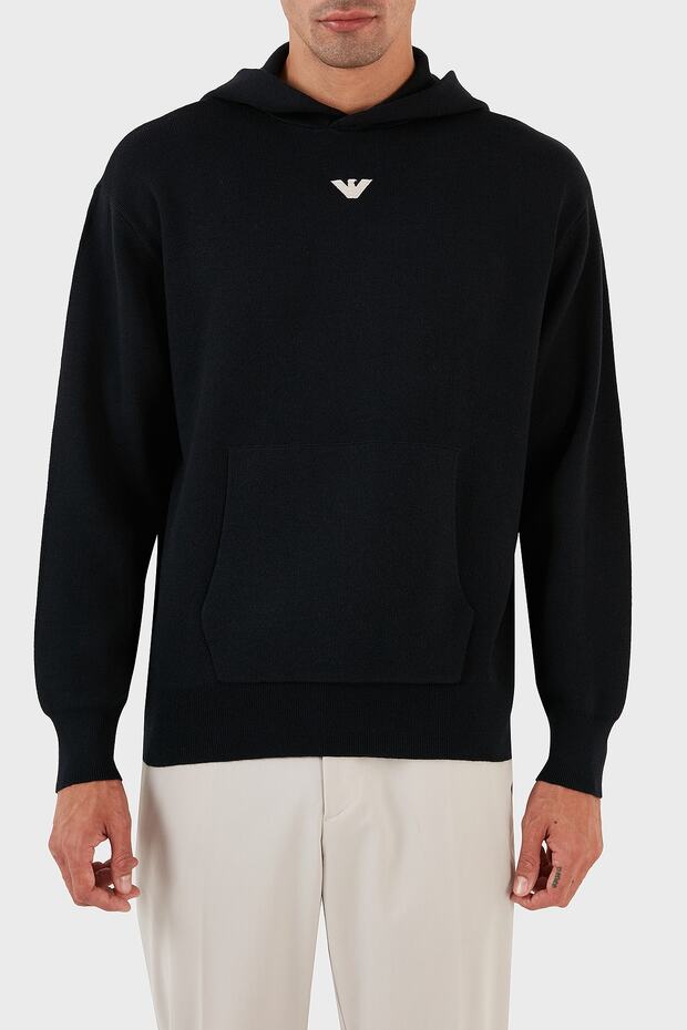 Relaxed Fit Hooded Kangaroo Pocket Wool Blend Knitwear Sweat Men's SWEAT 6R1MX7 1MNB