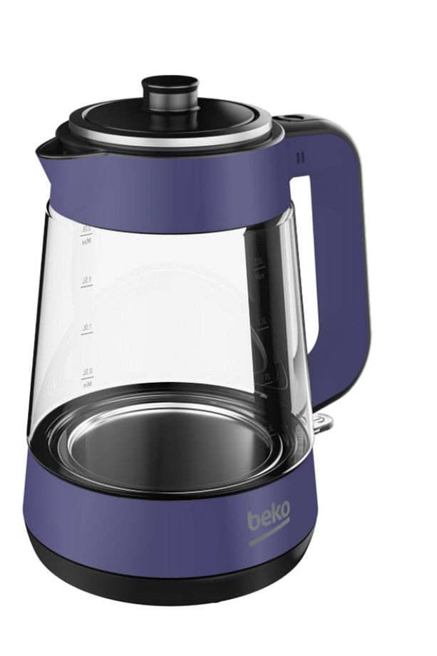 1900 W 2000 ml Cam Çaycı Mor - 2