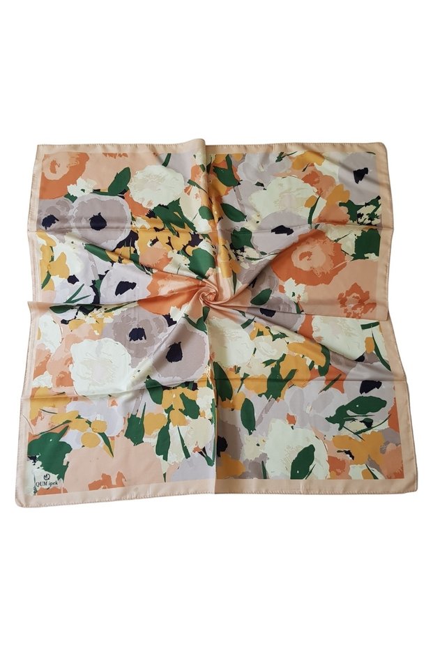 Floral Patterned Cotton Scarf - Kavıniçi