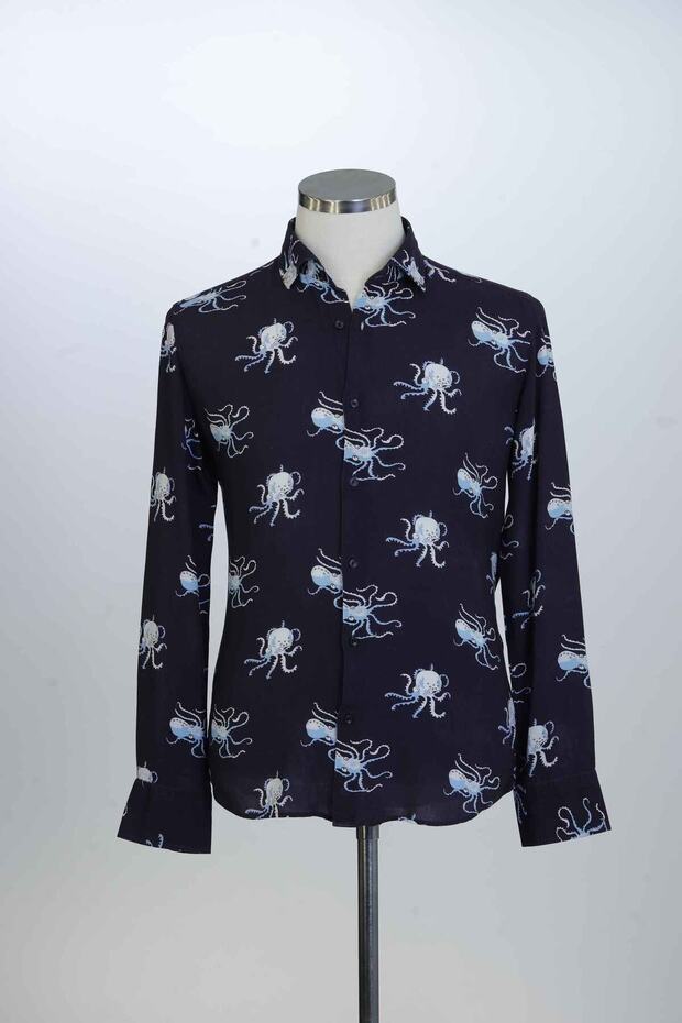 50% Cotton, 30%Viscose, 20%, Digital, Patterned, Men's Shirt PM3516R04