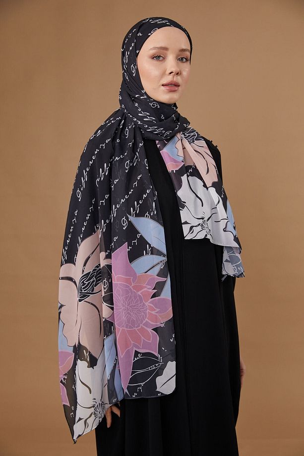 LOTUS BONELİ ŞAL - SİYAH - 1