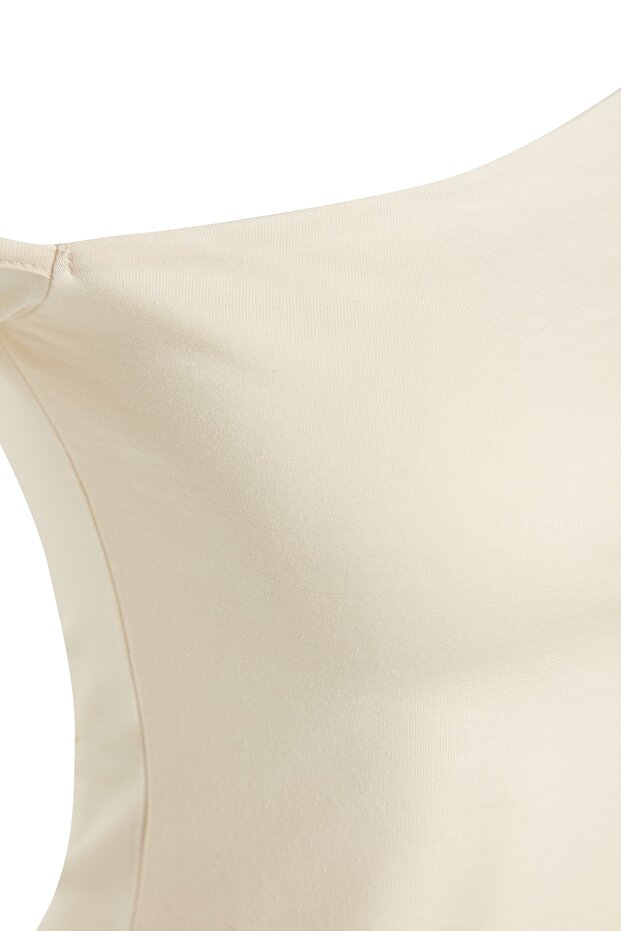 Taş Tek Omuz Pamuklu Esnek Fitted/Vücuda Oturan Crop Örme Bluz TWOAW24BZ00099 - 9