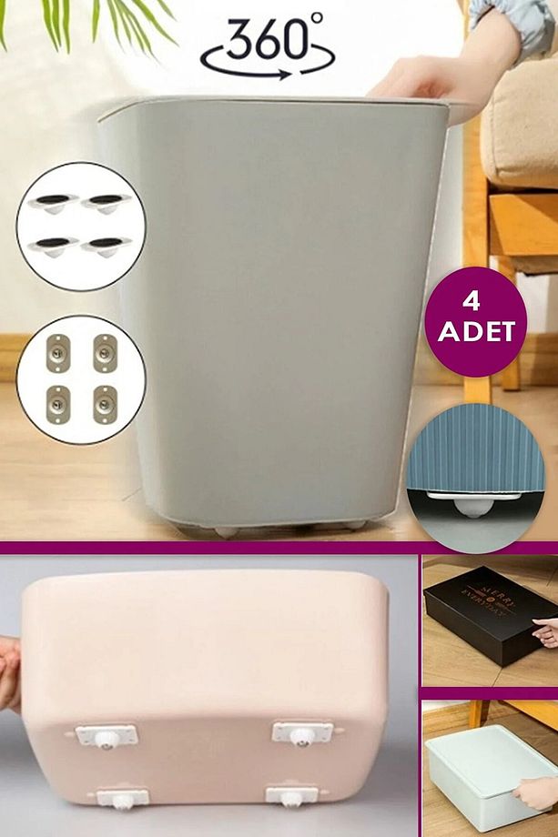 Her Eve Lazım Pratik 4' lü 360 Derece Döner Tekerlek Bilyeli Eşya Kaydırma Aparatı Yapışkanlı - 1