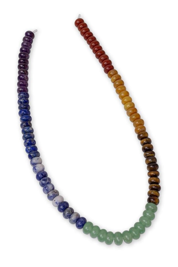 8X4 mm 7-Piece Chakra Stone String Amethyst Lapis Sodalite Aventurine Tiger Eye Agate Red Jasper
