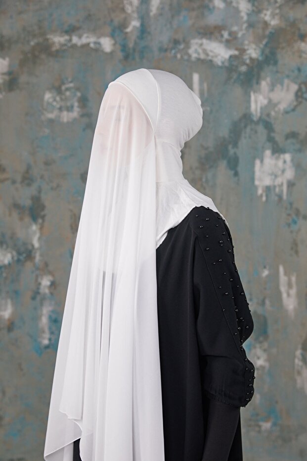 BOYUNLU BONELİ ŞAL - BEYAZ - 5