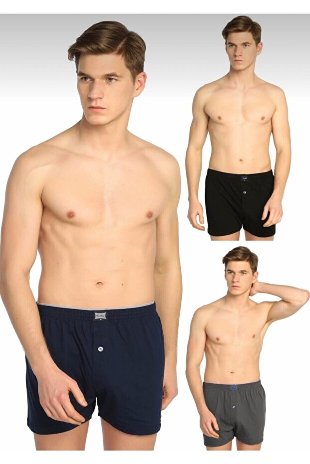 Tutku Men's Combed Cotton Boxers Mixed Color 3 Pieces