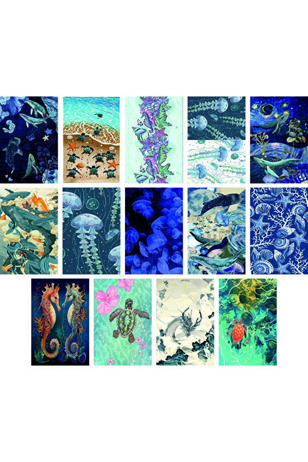 Marine Themed Postcard Set (14 pieces of 10x15 cm)