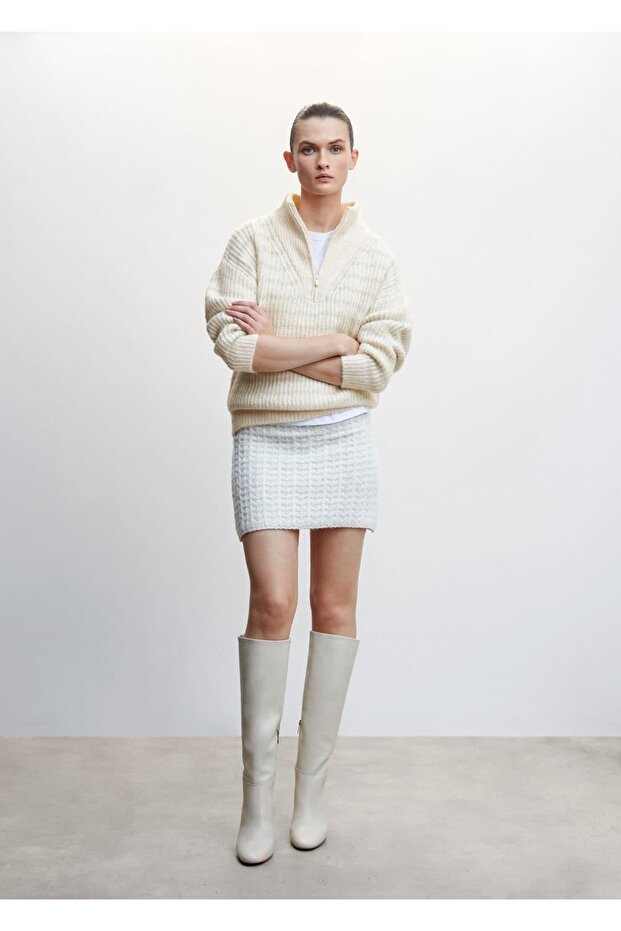 Fermuarlı Çizgili Kazak - 2