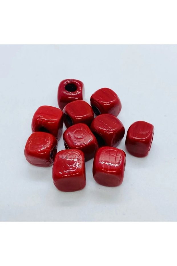 15Pcs Red Glass Beads Basement Beads Red Glass Square Beads Cube Beads,