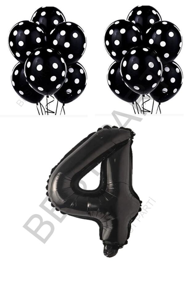 Best Black Number and Black and White Dot Balloon Set Age 4