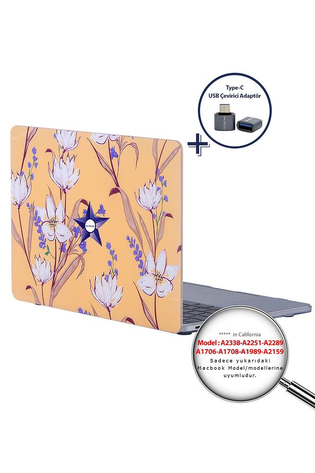 Macbook Pro M1-m2 Kılıf 13inç A2338 A1706-08 A1989 A2159 A2251 A2289 Ile Uyumlu Flower04 - 2