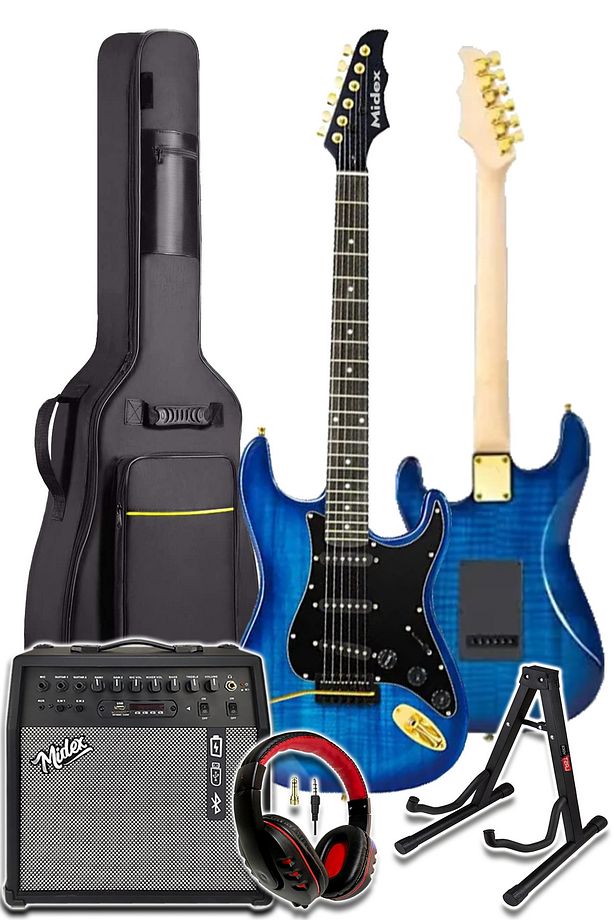 GLC-40BL-50AMP Elektro Gitar Seti 50 WATT Şarjlı BT Amfi Kulaklık ve Full SET - 2