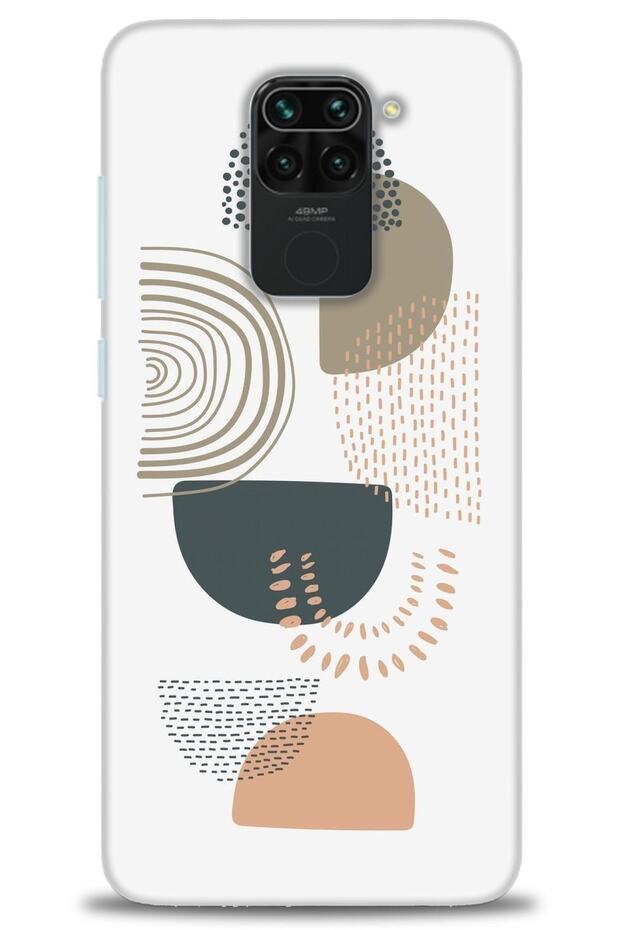 حافظة هاتف Xiaomi Redmi Note 9 مطبوعة بدقة HD - نصف دائرة برتقالية + واقي شاشة كامل