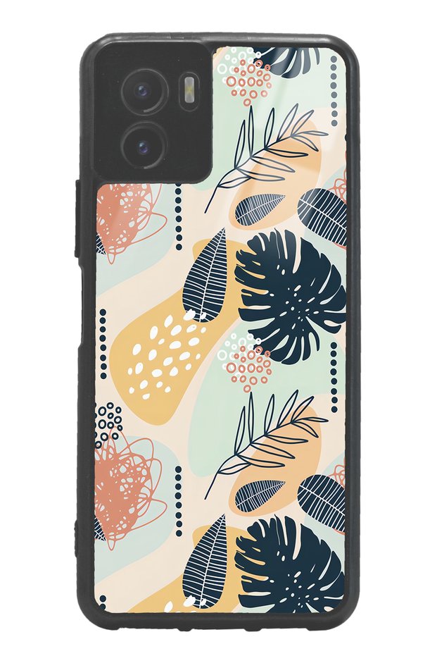 Vivo Y15S Glossy Phone Case with Retro Leaf Design
