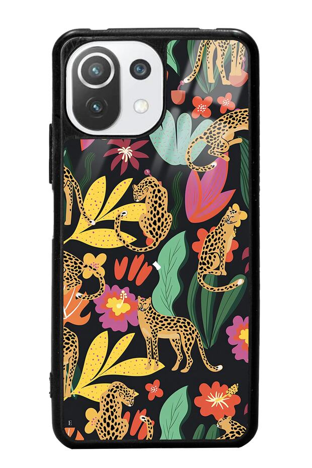 Xiaomi Mi 11 Lite Glossy Phone Case with Floral Cats Design