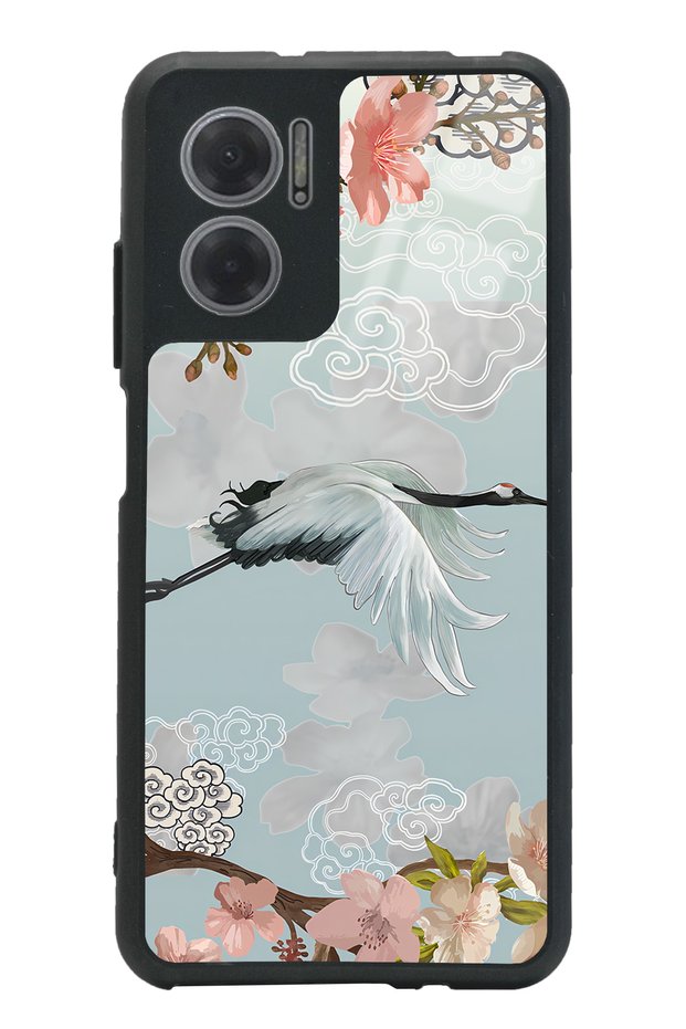Xiaomi Redmi Note 11E Glossy Phone Case with Watercolor Stork Design