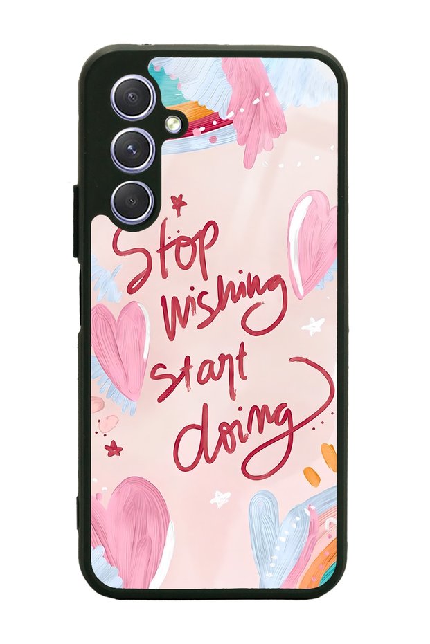 Glossy Phone Case for Samsung A24 Pink Motto Design