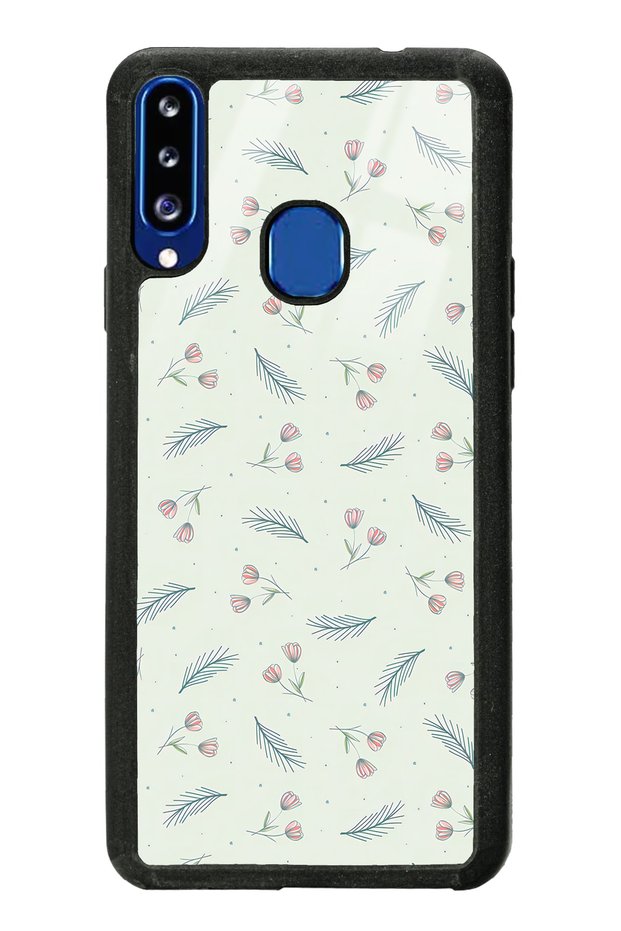 Glossy Phone Case for Samsung A20S with Green Leaf Design