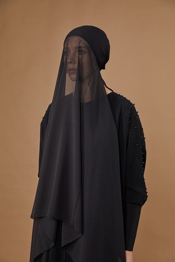 BONELİ ŞİFON ŞAL - SİYAH - 4