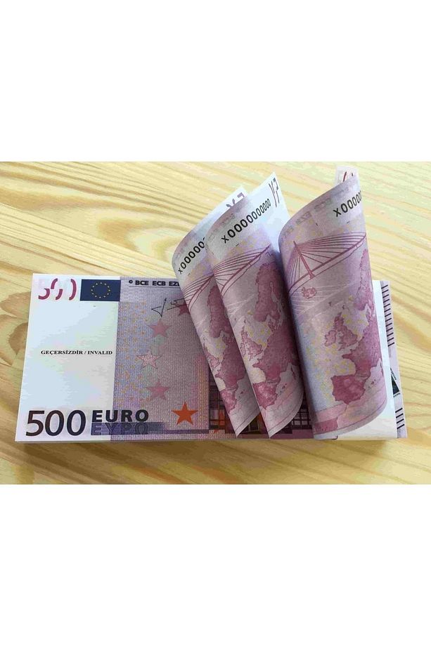 Mor Renkli Geçersiz 100 Adet İthal Kağıt Gramajlı Yeni Euro Sahte Para - 5