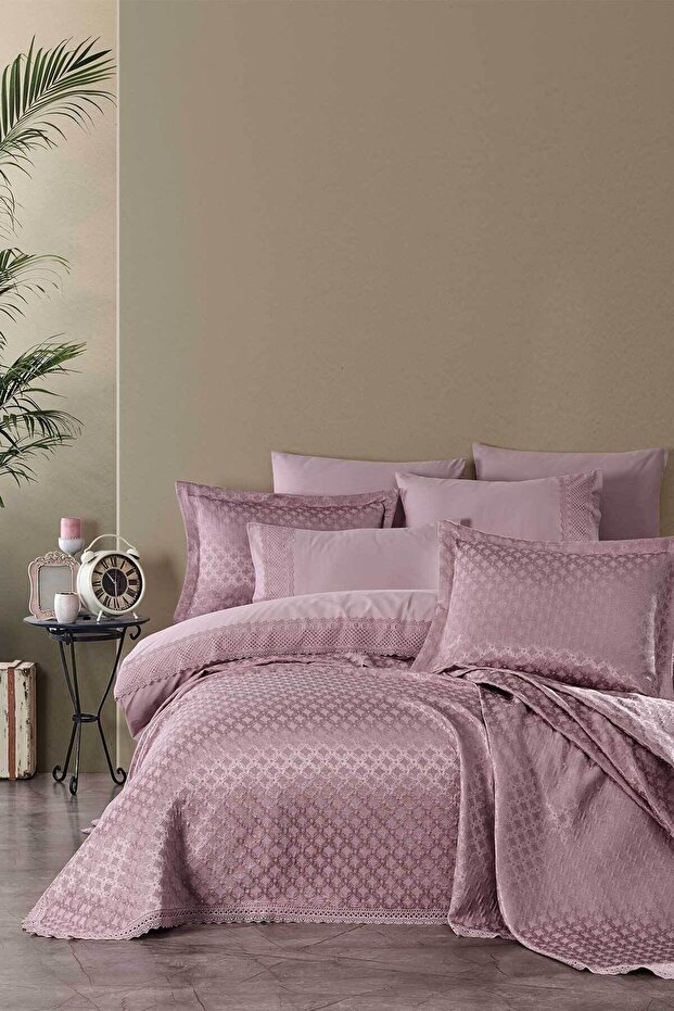 Cotton Duvet Cover Lace Bedspread Set 9 Pieces Rebecca Rose
