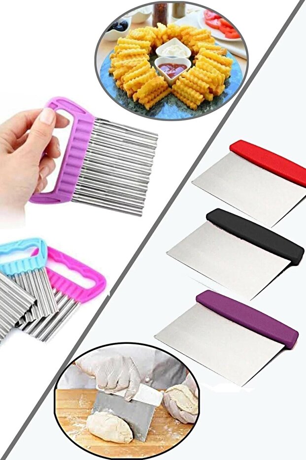 2-Piece Steel Dough Cutter and Shaped Vegetable Slicer Set Asorti
