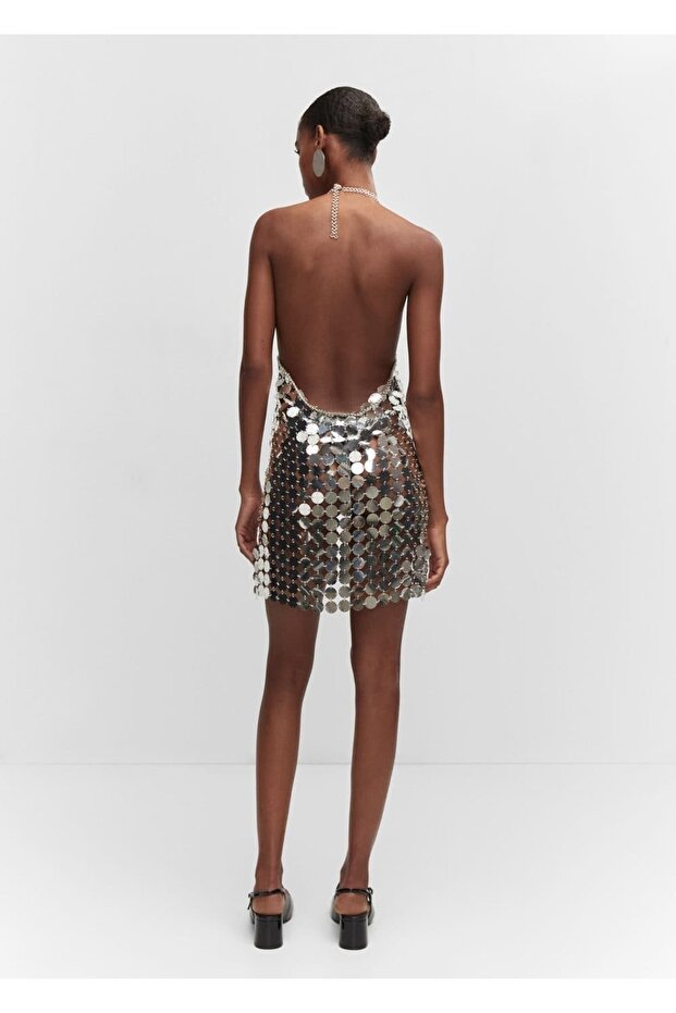 Metalik diskli elbise - 4