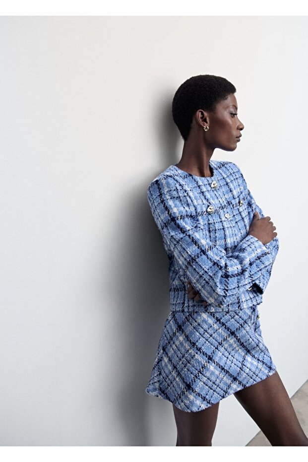 Kareli Tüvit Mini Etek - 6